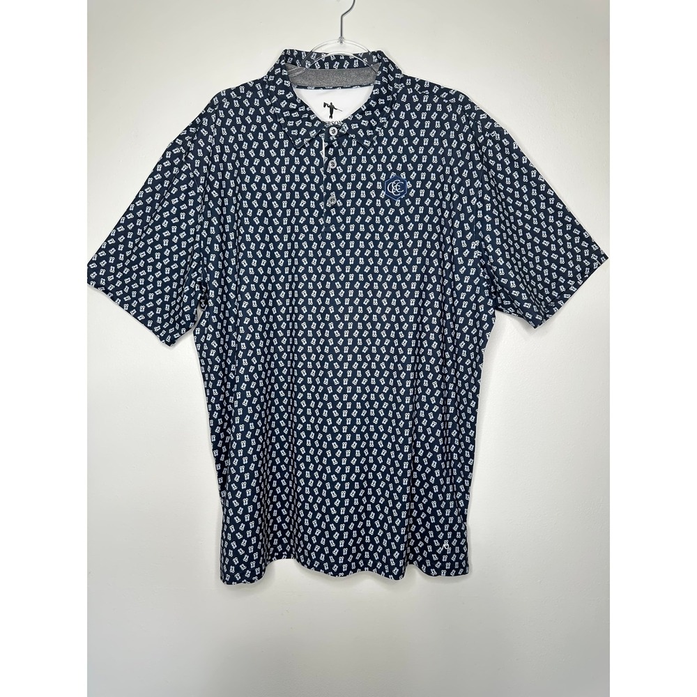 Anderson‎ Ord Performance Golf Polo Shirt Mens XL Navy Blue Flip Flop Print